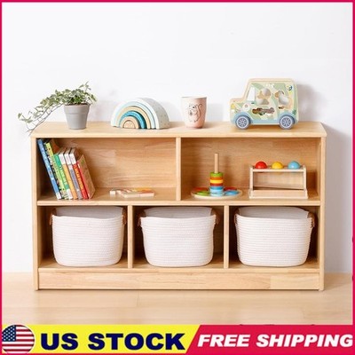 Kids Storage Shelf Montessori Organizer Wood Bookcase Toy Display Home Use