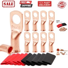 10pcs 8 AWG-5/16 Battery Lugs,Heavy Duty Wire Lugs,Ring Terminals,Battery Cab...