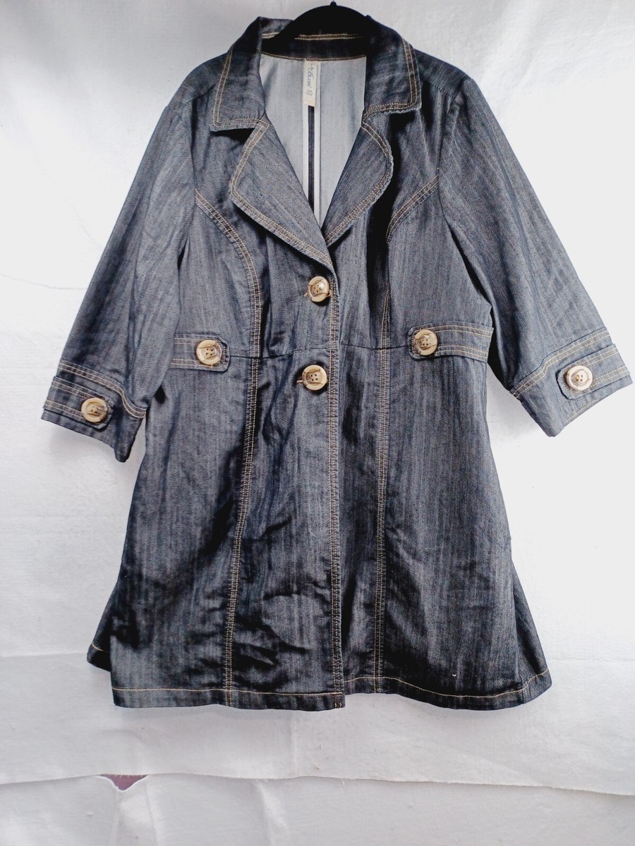 Denim Trench Cato Denim Jacket BLUE Jacket Womens 28W Blue Denim