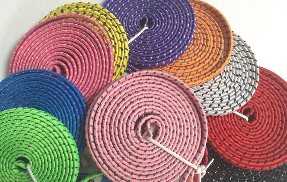 Fabric Braided flat noodle Data Sync Charger Cable FOR samsung galaxy S5 3.0 USB - Image 2 of 2