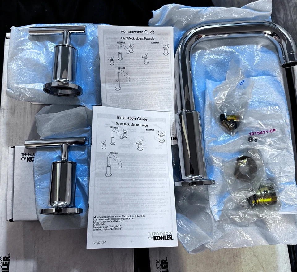 Kohler K-T14428-4-CP Purista Montaje en Cubierta Grifo de Baño Borde y Mango de Palanca Foto 4 de 4