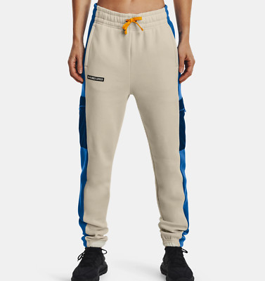 Under Armour Women's UA Rival Fleece Pants Stone/Victory Blue Size 2XL 1371069