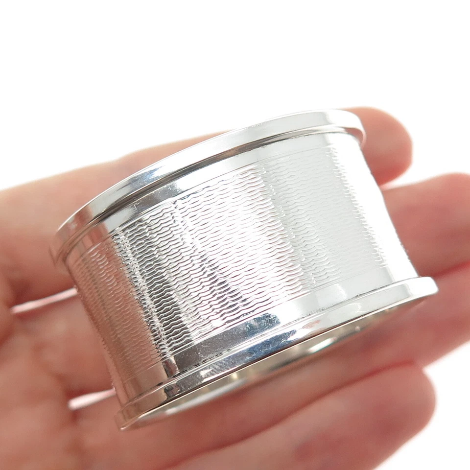 W.I. BROADWAY & CO. 925 Sterling Silver Vintage Birmingham Napkin Ring Holder - Imagem 2 de 4