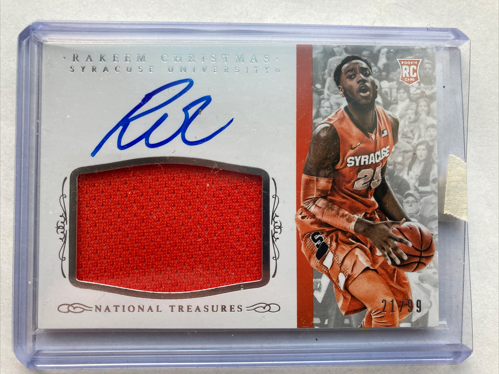 2015 NATIONAL TREASURES RPA AUTO AUTOGRAPH JERSEY RAKEEM CHRISTMAS RC #21/99