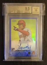 2015 TOPPS CHROME YASMANY TOMAS RC BLUE REFRACTOR AUTO BGS 9.5/10 AUTO #106/150