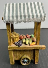 Vintage 1997 Vegetable Stand Cart Village Market Mini Diorama Ornament Roman Inc