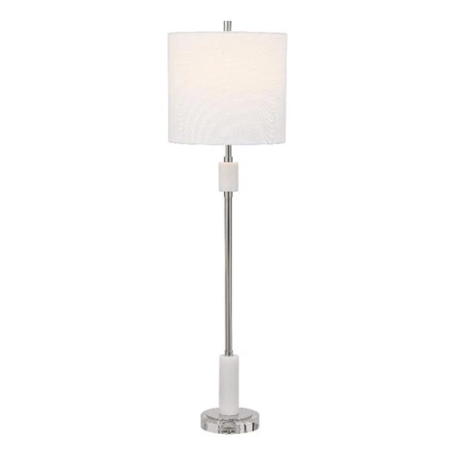 Uttermost Sussex Traditional Crystal and Metal Buffet Lamp in Nickel/White - Picture 1 of 9