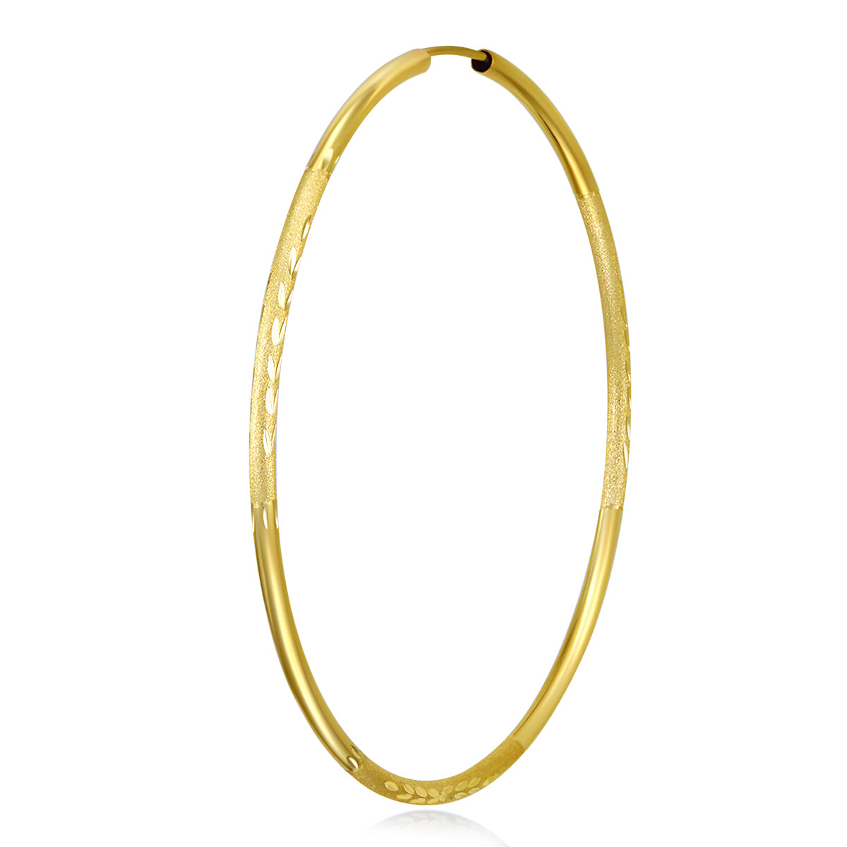 Wellingsale 14k Yellow Gold Diamond Cut 2mm Endless Hoop Earrings (60 x 60 mm)