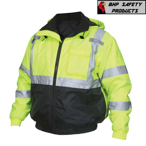 Hi-Vis Insulated Safety Bomber Reflective Jacket with Quilted Liner ROAD WORK - product listing photo