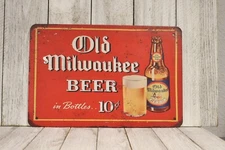Old Milwaukee Beer Tin Sign Bar Man Cave Vintage Ad Rustic Style Restaurant 97
