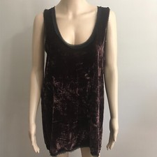 Show Me Your Mumu Tunic Blouse Top Velvet Brown Sz M-L Scoop Deep Neck Black