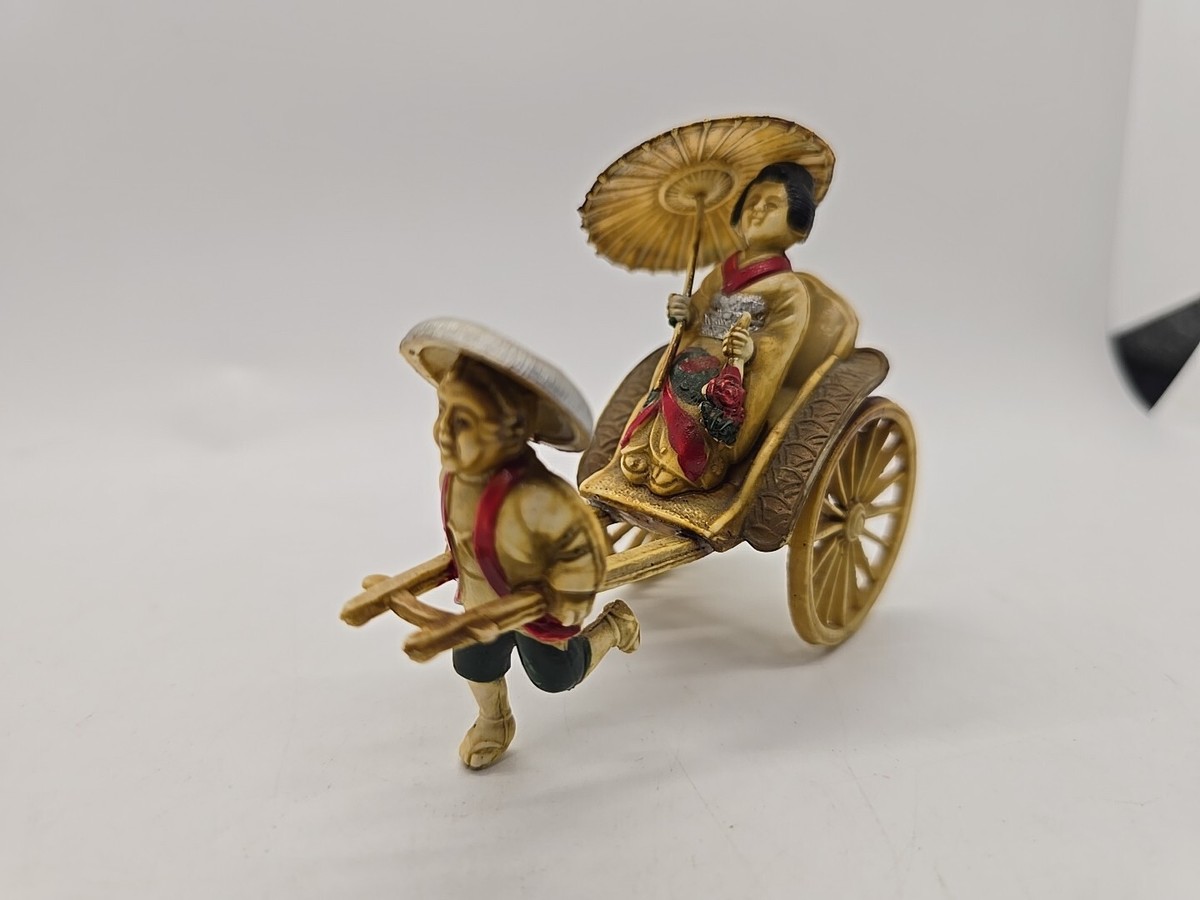 Vintage Japanese Celluloid /Plastic Asian Woman in RICKSHAW