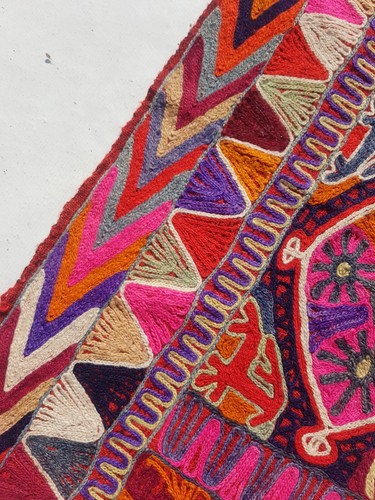 Vintage Traditional Handcrafted Uzbek Suzani Kilim Rug for Home Décor 265x70 cm - Picture 11 of 14