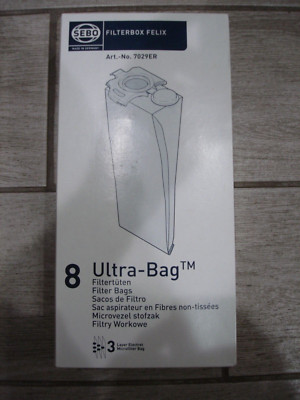 NEW 8-Pack White SEBO 7029ER Filterbox for Felix Vacuum Bags