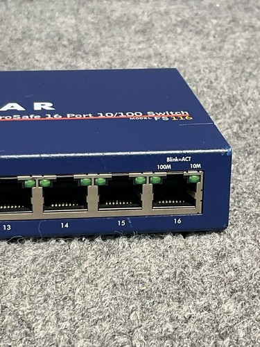 Netgear Switch, Pro Safe 16 Ports 10/100 FS116 In Blue Color With Power Adapter - Picture 10 of 20