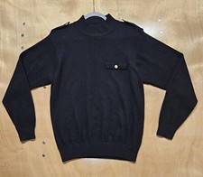 Vtg. Karen Scott Pullover Mockneck Lambswool/Angora Sweater Gold Buttons Sz L