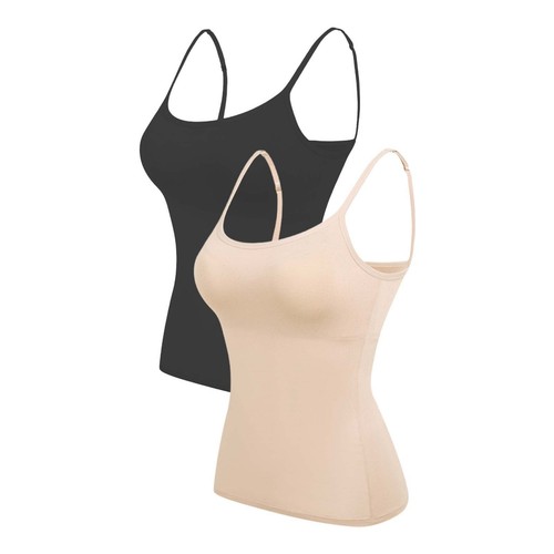 2PCS Women's Camisole with Built in Shelf Bra Adjustable Strap Vest Comfort Tops - Picture 56 of 99