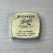 Vintage Mini Tape Measure Metal Accurate Threaded Fasteners Chicago