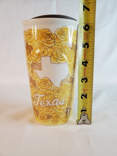 2 vasos de viaje Starbucks Texas rosa amarilla 10 oz taza de café de cerámica y tapa 2016 - Imagen 6 de 13