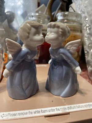 Kissing Angels. Ceramic 4 Inches Tall Boy And Girl