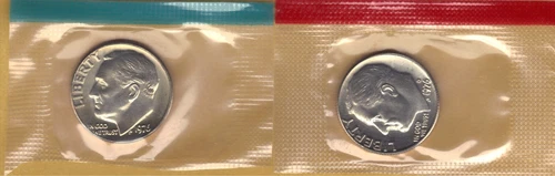 1976-P & D UNCIRCULATED BU ROOSEVELT DIMES IN MINT SET CELLO (2 coins)