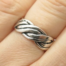 925 Sterling Silver Vintage Woven / Braided Band Ring Size 6