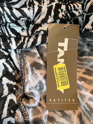 TanJay Petites Black White Animal Print S/S Ruffled Shrug Womens Sz Medium MP - Picture 9 of 11