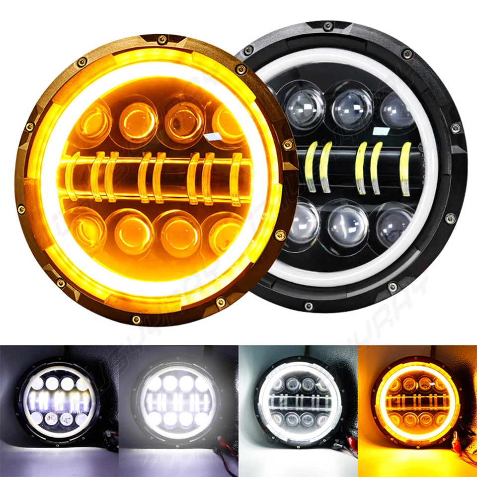 For Hummer H2 2003-2009 Pair DOT 7 inch Round LED Headlights DRL High Low Beam - Image 4 of 4