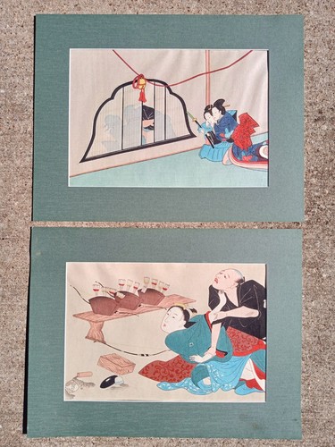 Juego de 2 grabados en madera japoneses eróticos suaves - Imagen 11 de 11