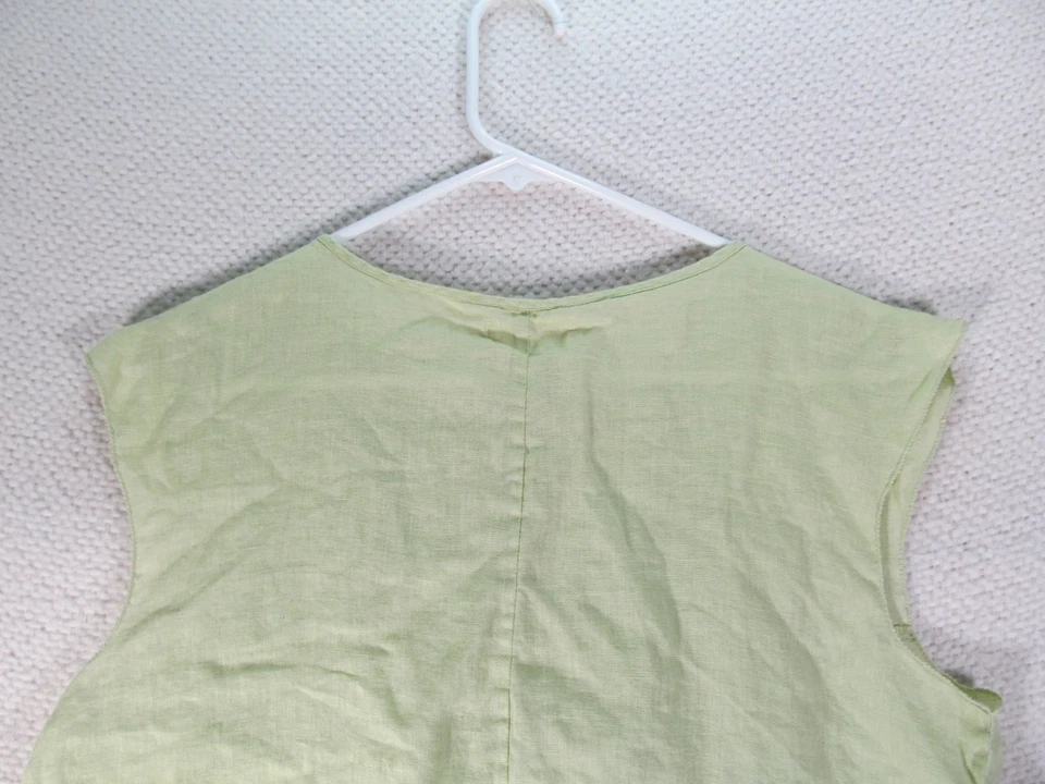 Sophie Max Womens Shirt Blosue Large Green Sleeveless Silk - Image 3 of 4