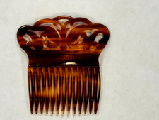 Vintage Side Hair Comb Faux Tortoise Shell Made in France Signed
