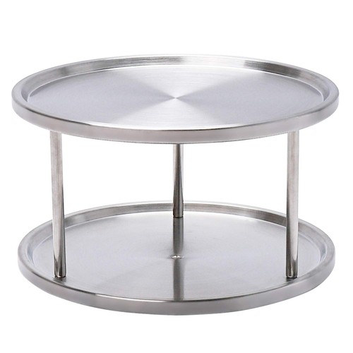 2 Tier Lazy Susan Turntable Organizer Stainless Steel 360 Degree Turntable