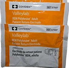2X Covidien Valley lab Adult Electrode Pad E7507 Lot of 2X