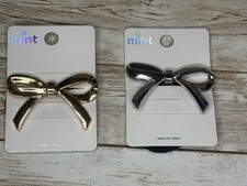 Gold Silver Bow Hair Tie Set Elegant Metal Hair Accessories 2-Piece