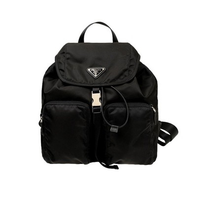 New Prada Re Nylon Black Medium Backpack Rucksack Drawstring Italy New