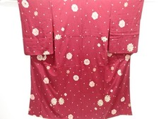 7758950: JAPANESE KIMONO / ANTIQUE KIMONO / SILK / KINSHA / FLOWER CREST