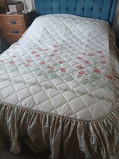 VINTAGE DORMA COUNTRY DIARY POPPIES FITTED QUILTED DOUBLE BEDSPREAD UNUSED