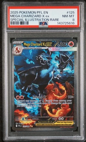 2025 POKEMON PHANTASMAL FLAMES SPECIAL ILLUSTRATION MEGA CHARIZARD X EX PSA 8