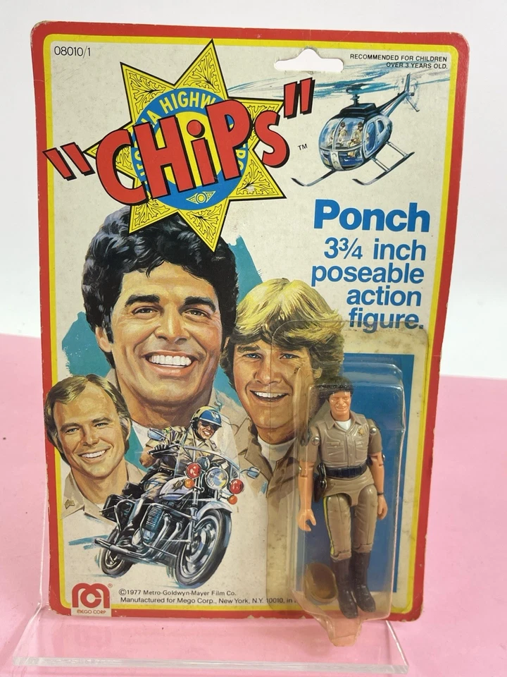 Vintage All Orig Mego Chips PONCH 3-3/4" Poseable Action Figure 1977 MOC Sealed - Image 2 of 4