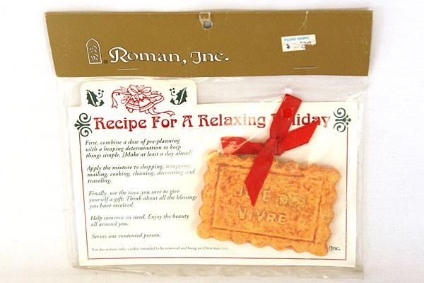 1997 Joie De Vivre Cookie Ornament & Recipe for Relaxing Holiday - Roman