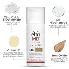 Elta MD UV Clear Tinted Facial Sunscreen SPF 46 1.7oz50mlNew in Box EXP 02/2028.