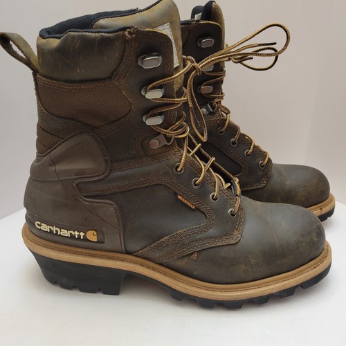 Carhartt Arbeitsstiefel Herren Größe 10,5 braun Holzfäller 8" isoliert wasserdicht weiche Spitze - Bild 3 von 11