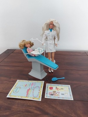 Vintage Mattel Barbie 1995 Doll Sett Dentist Zahnarzt blonde + blonde baby