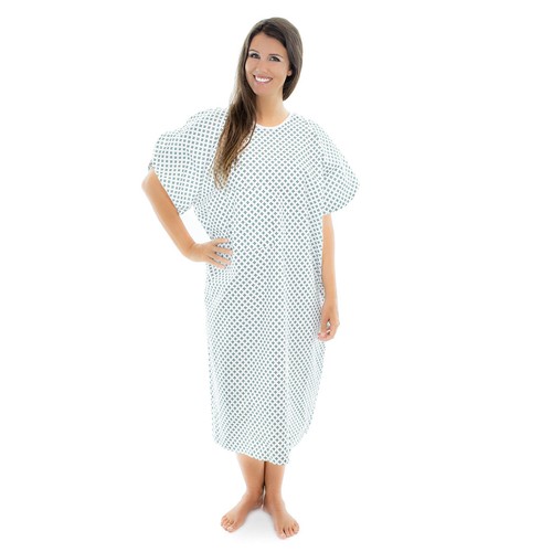 Vestido de paciente hospitalario unisex toque personal mangas IV a presión de metal con teleme...