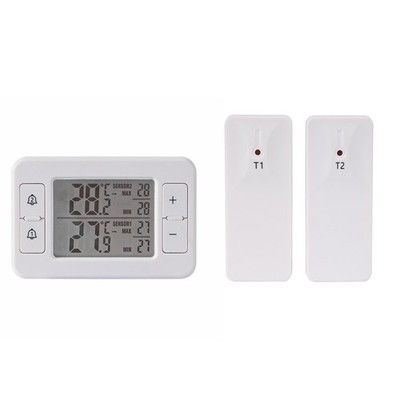 Wireless Thermometer System Featuring Two Remote Sensors for Temperature Alerts