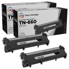 LD 2pk Comp Black Laser Cartridge for Brother Toner TN660 L2700DW MFC-2705DW