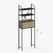 4-Tier Over The Toilet Storage with 2 Baskets, Metal Bathroom Organizers and