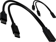 PLSNCFSM USB C Splitter 2Pack 1 in 2 Out USBC Power Charging Y Cable Black