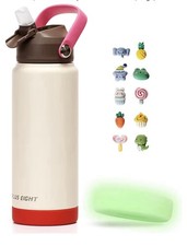 Pluseight 750ml/24oz Water Bottle with Straw Lid, Stainless Steel Water Bottle