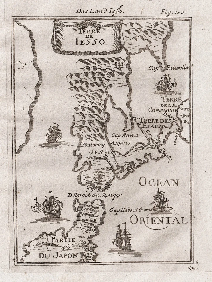 Japan Kuril islands Asia Asien Kurilen map Karte Mallet engraving 1719 - Bild 1 von 1